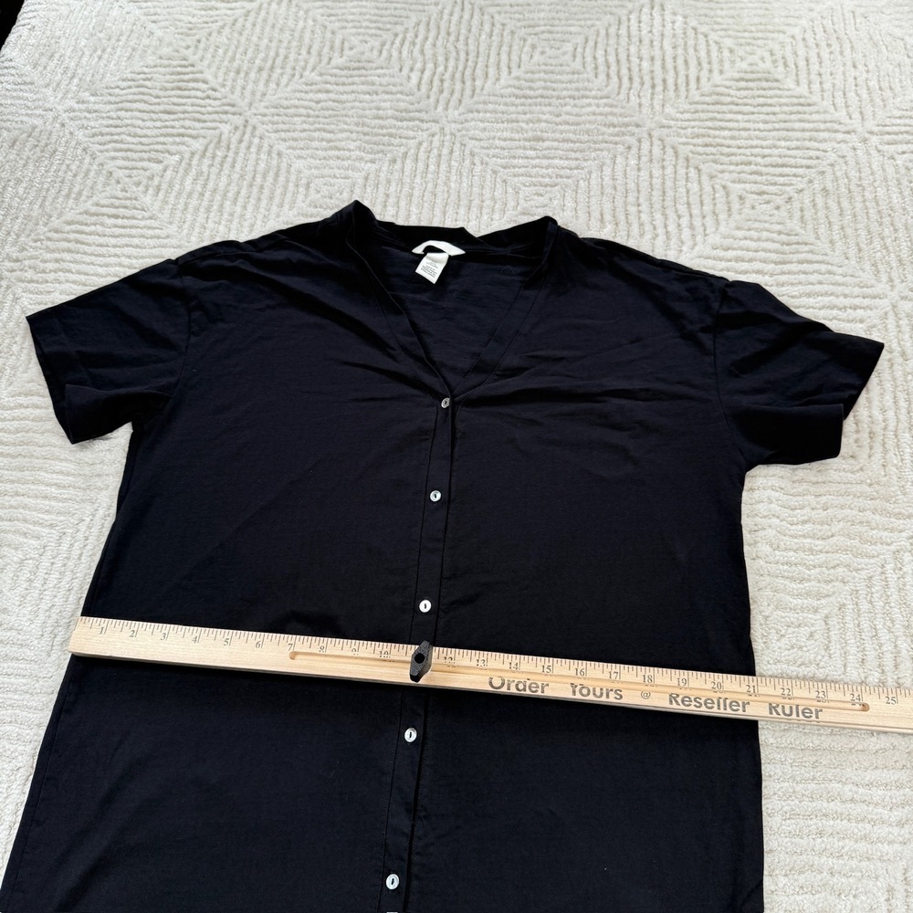 H&M Button Dress Women's Small Black Midi Minimalist Basics Neutral Normcore - Picture 7 of 11